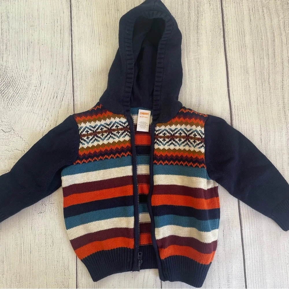 Gymboree Fox Trail Hooded Fair Isle Sweater Size 18-24 months